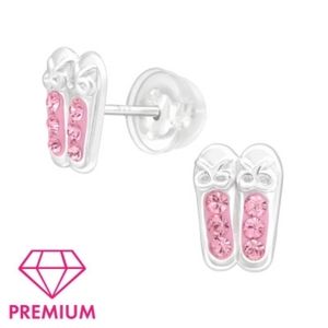 Silver Ballerina Shoes Ear Studs